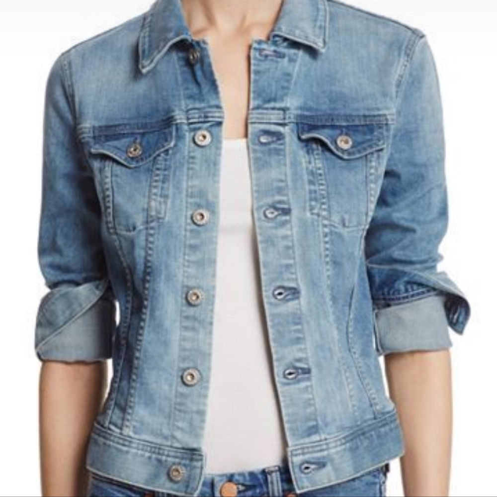 Ag Adriano Goldschmied Blue Jean Jacket Cropped Classic